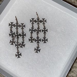 Virgins Saints Angels Cross Chandelier Earrings